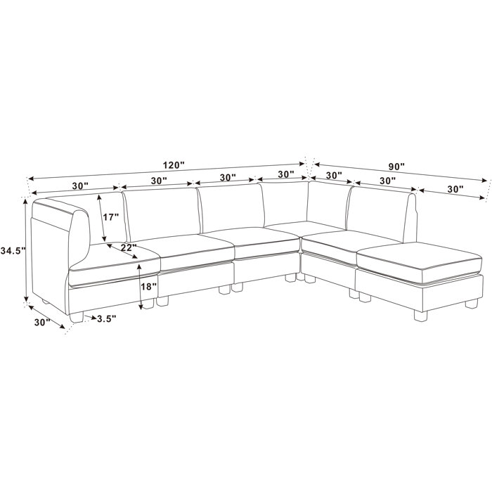 Mercury Row® Roeder 6 Piece Upholstered Sectional & Reviews Wayfair